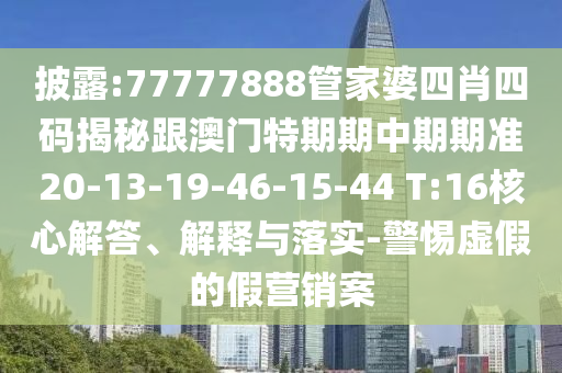 披露:77777888管家婆四肖四碼揭秘跟澳門特期期中期期準20-13-19-46-15-44 T:16核心解答、解釋與落實-警惕虛假的假營銷案